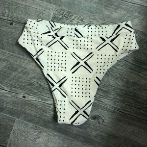High Waist High Leg Black and White Print Bikini